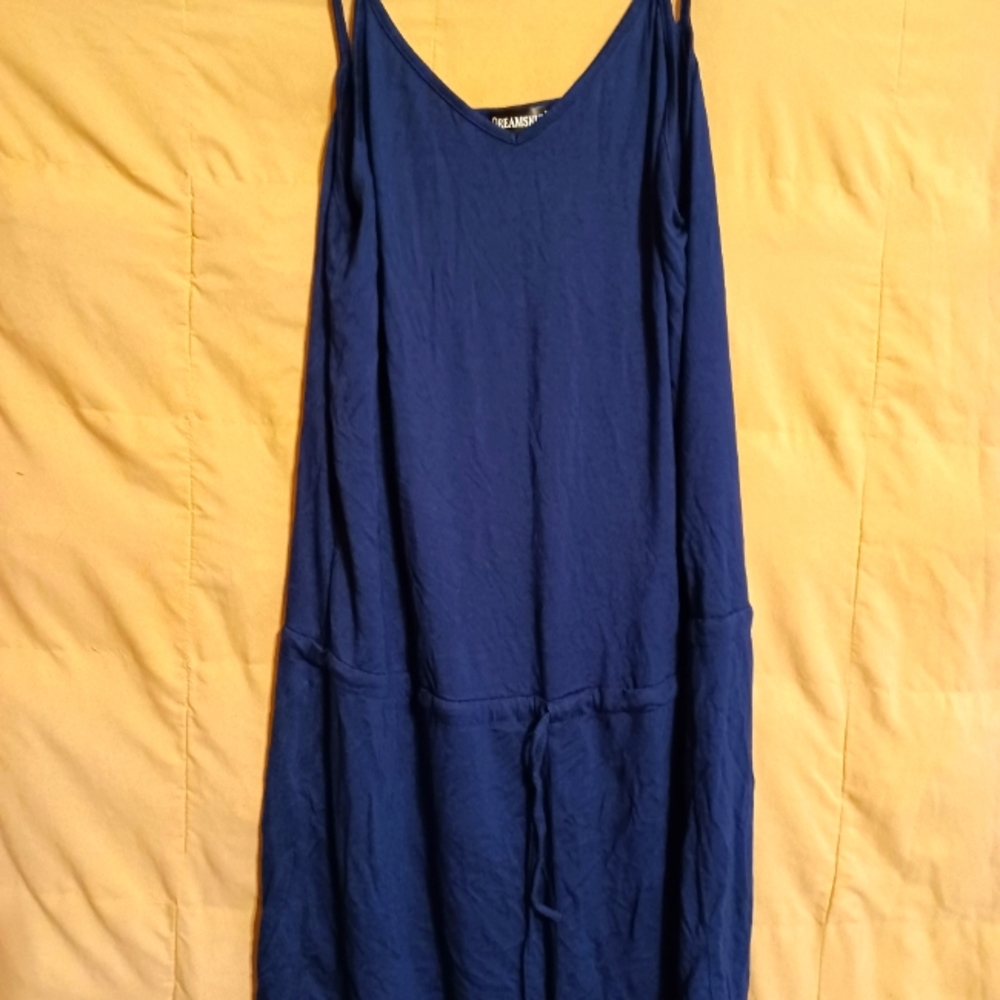 XL womens rompers, dark blue, string waist